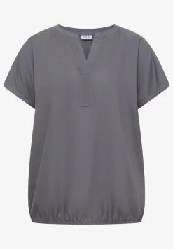 Kurzarm Bluse mit Split Neck