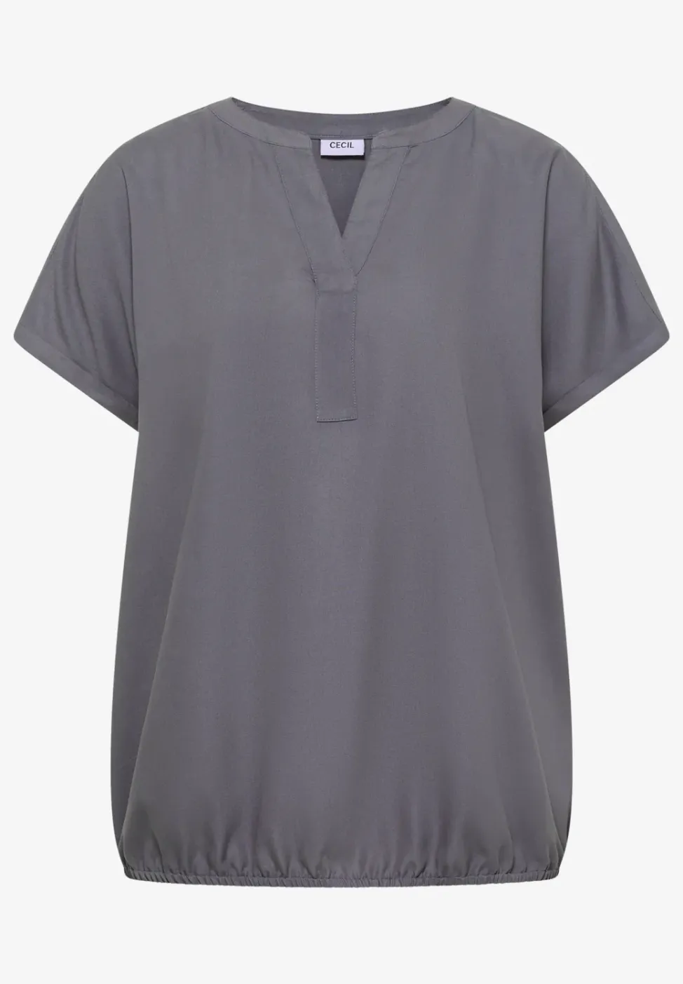 Kurzarm Bluse mit Split Neck
