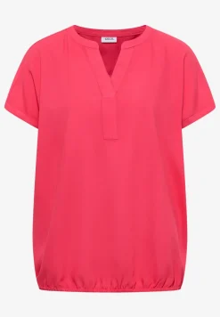 Kurzarm Bluse mit Split Neck