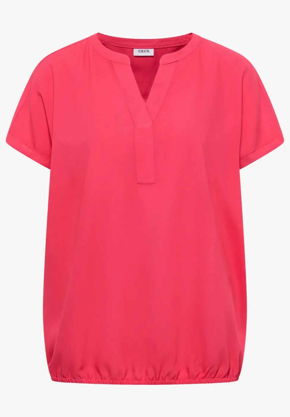 Kurzarm Bluse mit Split Neck