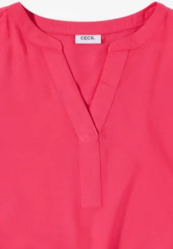 Kurzarm Bluse mit Split Neck