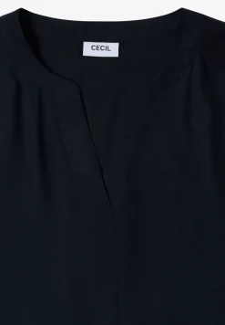 Kurzarm Bluse mit Split Neck
