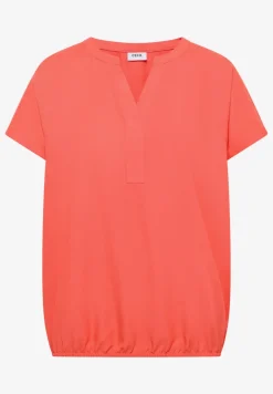 Kurzarm Bluse mit Split Neck