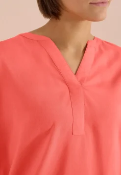 Kurzarm Bluse mit Split Neck
