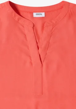 Kurzarm Bluse mit Split Neck