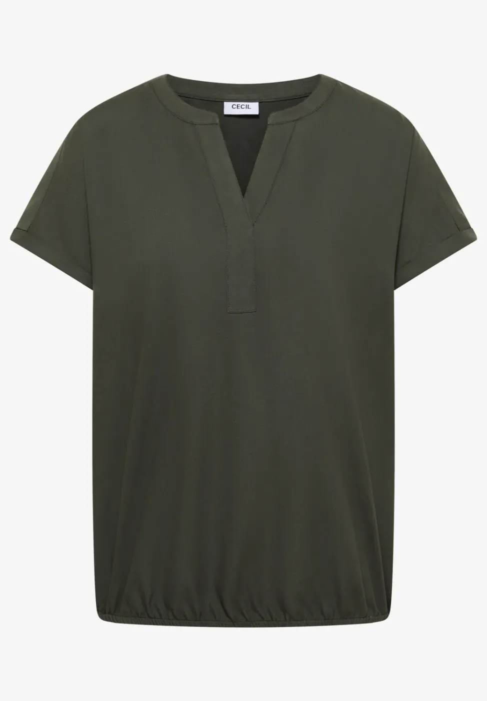 Kurzarm Bluse mit Split Neck