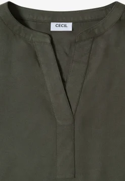Kurzarm Bluse mit Split Neck