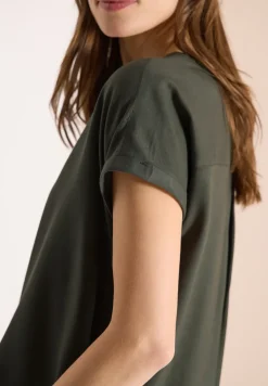 Kurzarm Bluse mit Split Neck