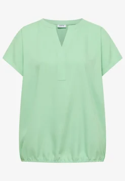 Kurzarm Bluse mit Split Neck
