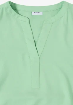Kurzarm Bluse mit Split Neck
