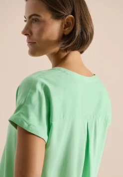 Kurzarm Bluse mit Split Neck