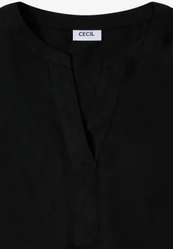 Kurzarm Bluse mit Split Neck