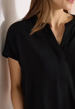 Kurzarm Bluse mit Split Neck