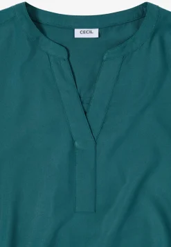 Kurzarm Bluse mit Split Neck