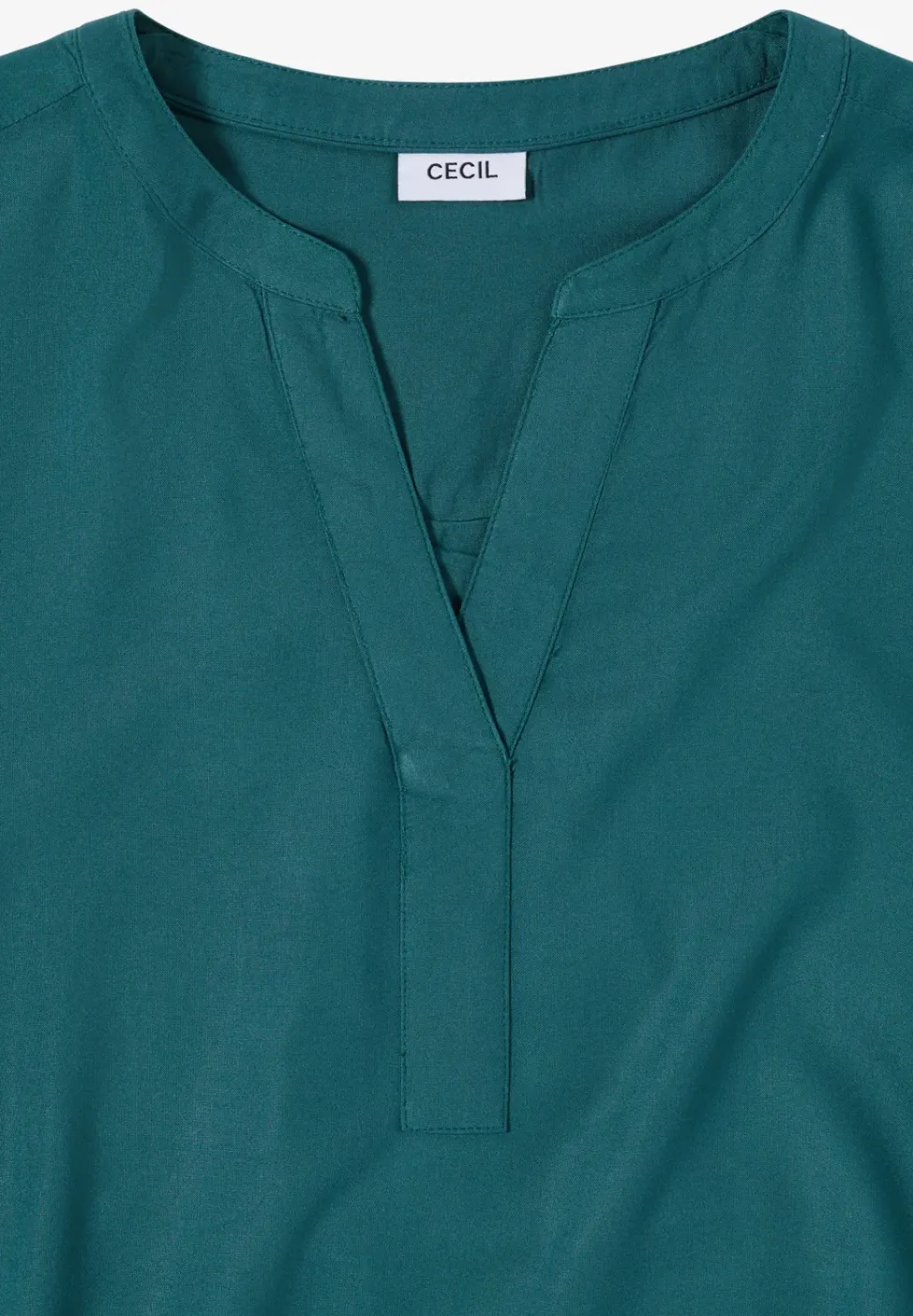 Kurzarm Bluse mit Split Neck