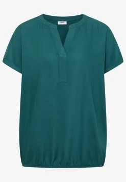Kurzarm Bluse mit Split Neck