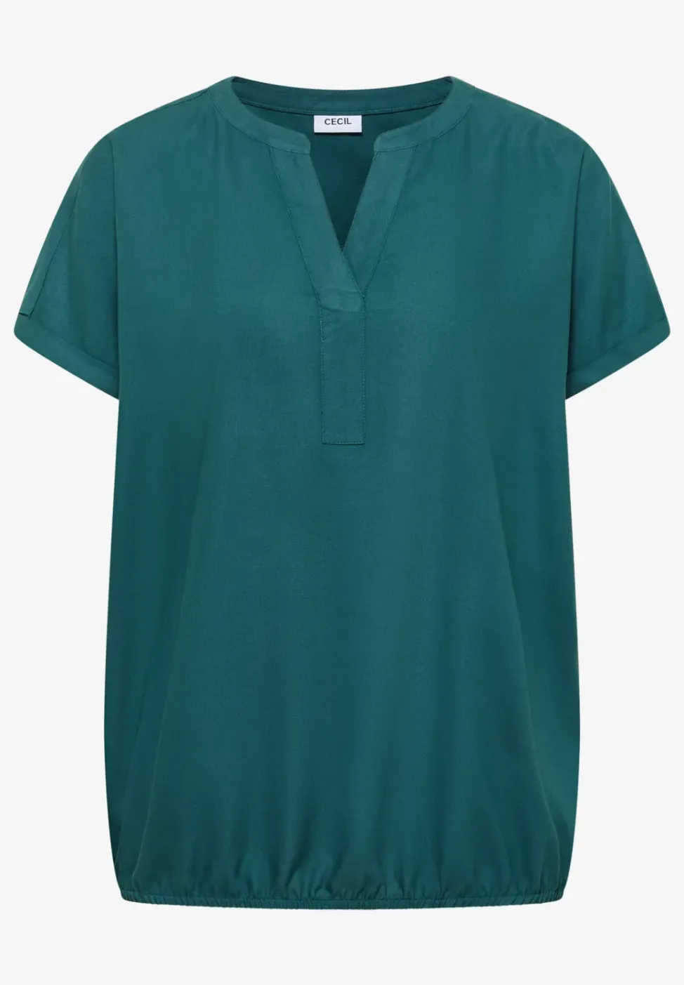 Kurzarm Bluse mit Split Neck