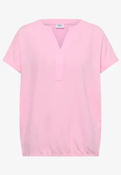 Kurzarm Bluse mit Split Neck