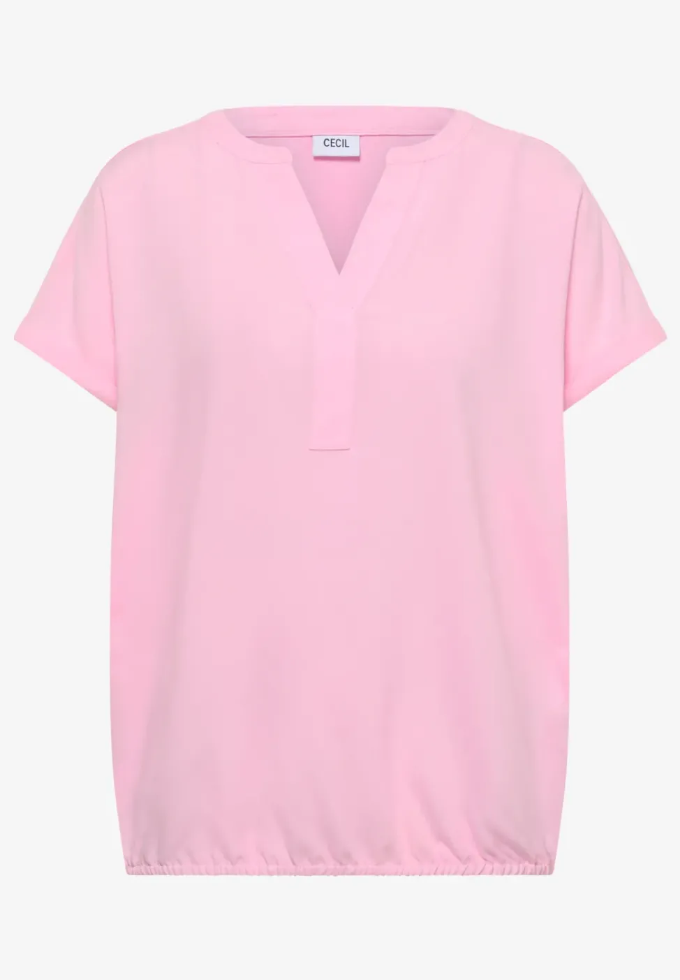Kurzarm Bluse mit Split Neck