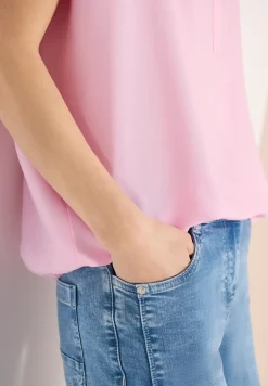 Kurzarm Bluse mit Split Neck