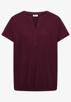 Kurzarm Bluse mit Split Neck
