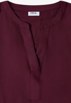 Kurzarm Bluse mit Split Neck