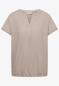Kurzarm Bluse mit Split Neck