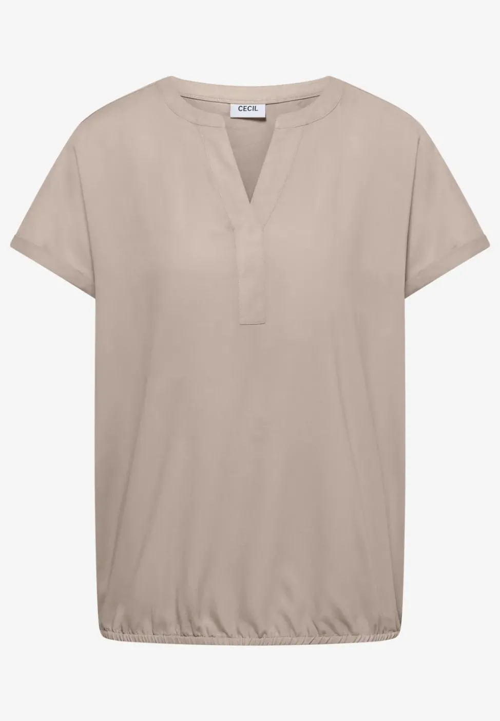 Kurzarm Bluse mit Split Neck