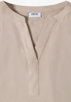 Kurzarm Bluse mit Split Neck