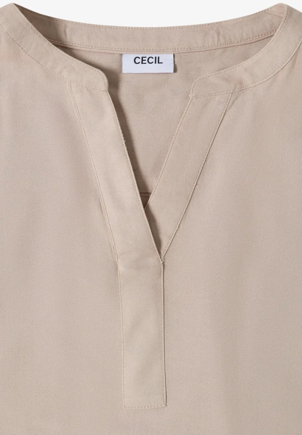 Kurzarm Bluse mit Split Neck