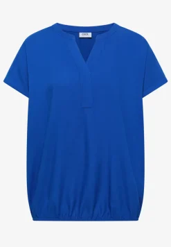 Kurzarm Bluse mit Split Neck