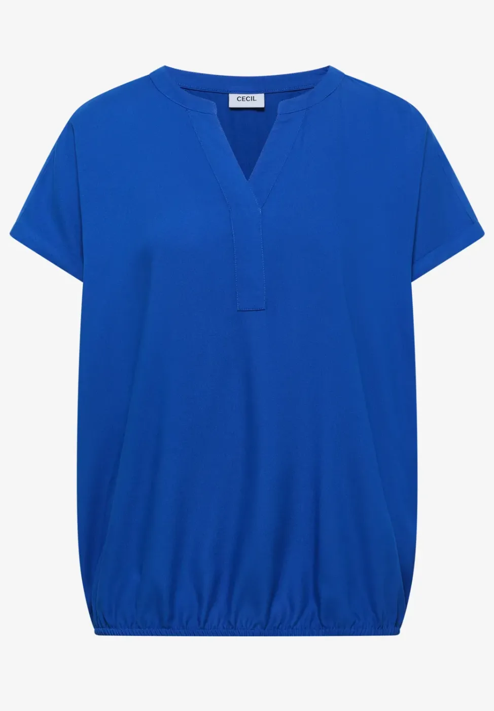 Kurzarm Bluse mit Split Neck