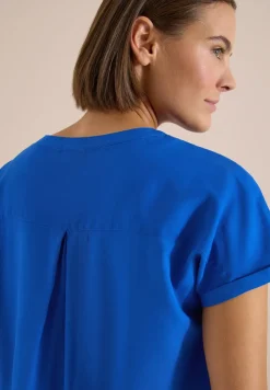 Kurzarm Bluse mit Split Neck