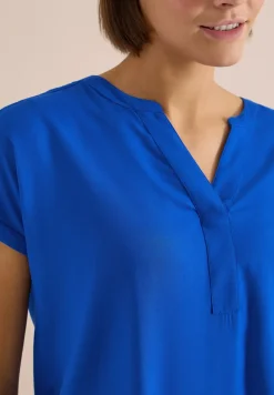 Kurzarm Bluse mit Split Neck