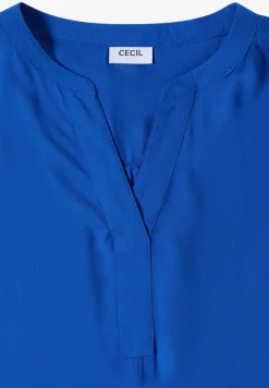 Kurzarm Bluse mit Split Neck