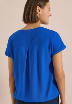 Kurzarm Bluse mit Split Neck