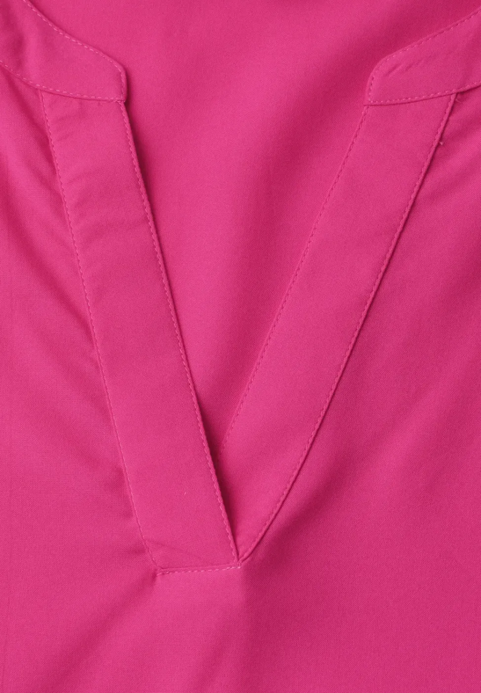 Kurzarm Bluse mit Split Neck in Unifarbe