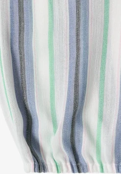 Kurzarm Bluse mit Split Neck und Streifen