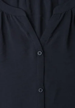 Kurzarm Bluse mit Split Neck und Knöpfen
