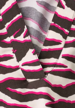 Kurzarm Bluse mit Split Neck und Print