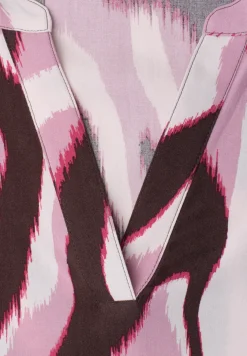 Kurzarm Bluse mit Split Neck und Print