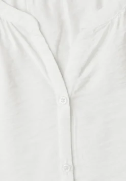Kurzarm Bluse mit Split Neck und Knöpfen