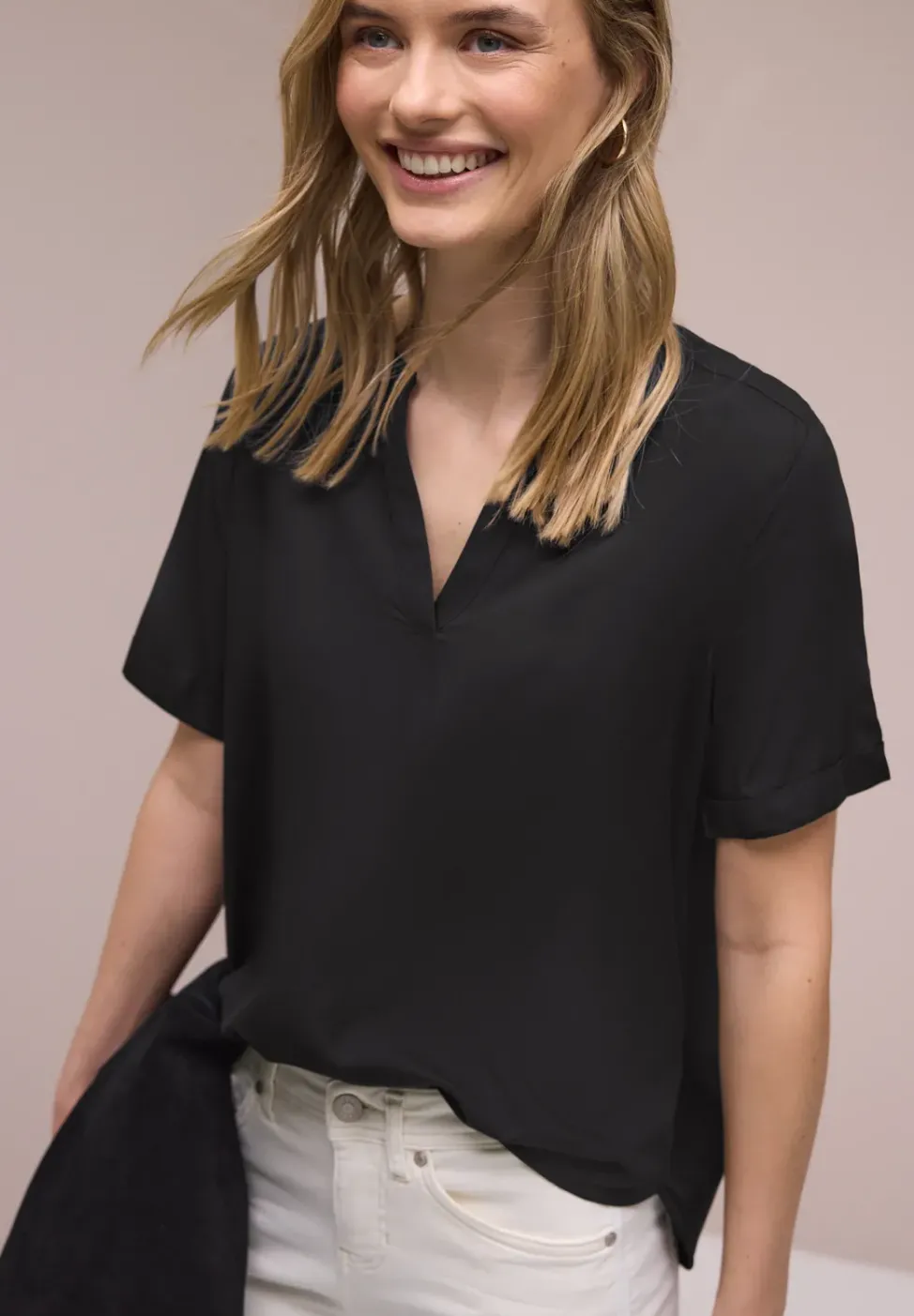 Kurzarm Bluse mit Turn-Up