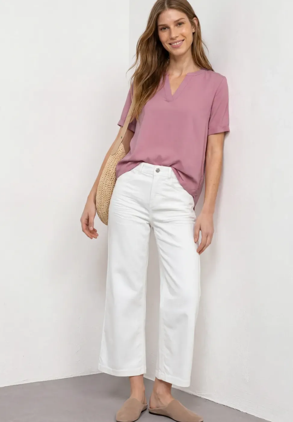 Kurzarm Bluse mit Turn-Up