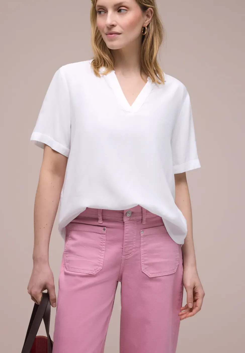 Kurzarm Bluse mit Turn-Up