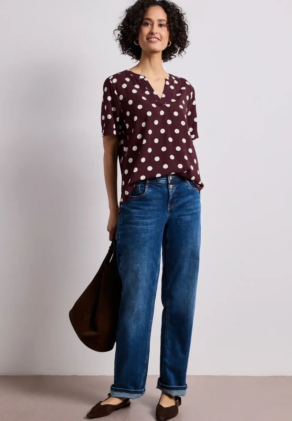 Kurzarm Bluse mit Turn-Up