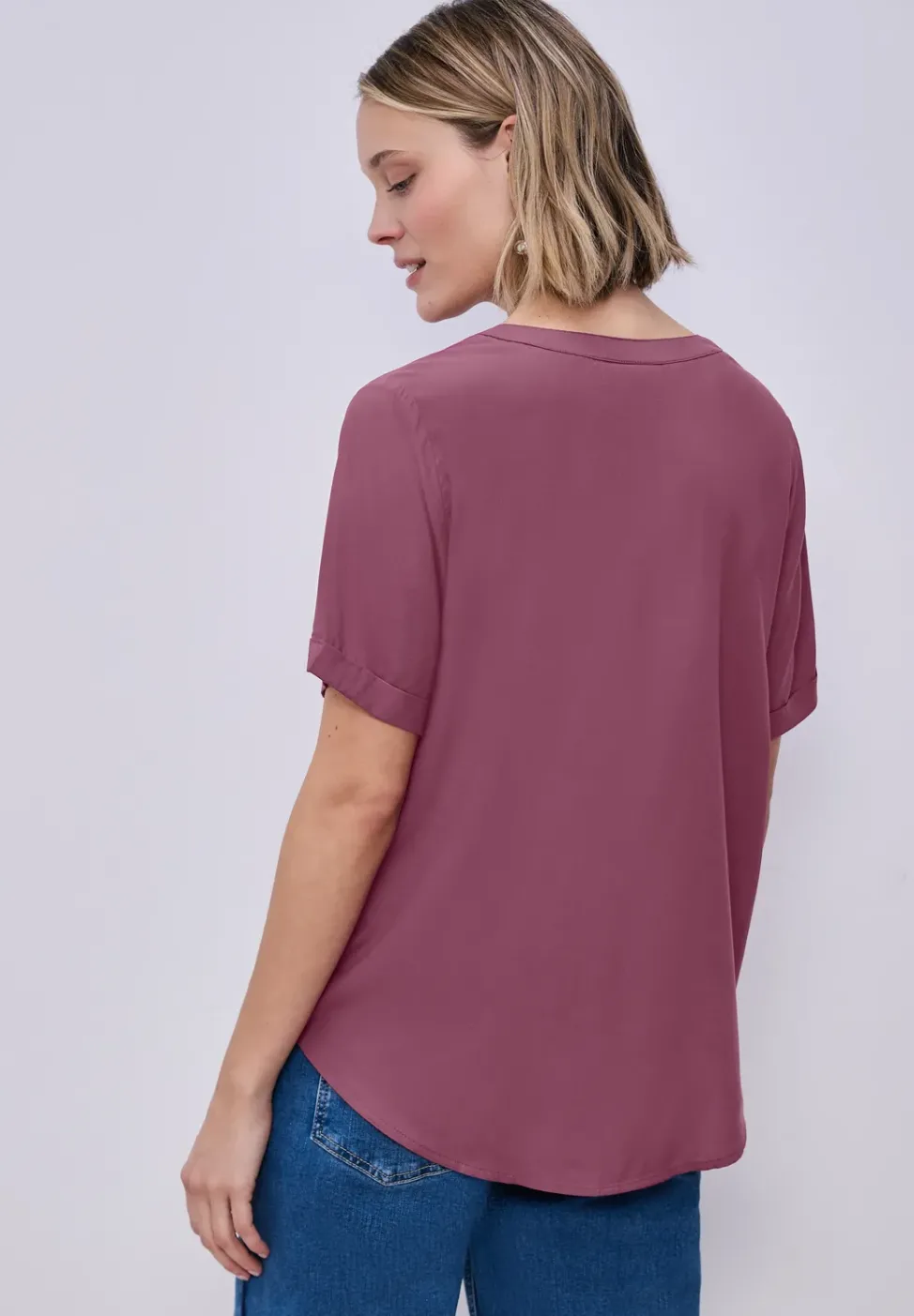 Kurzarm Bluse mit Turn-Up