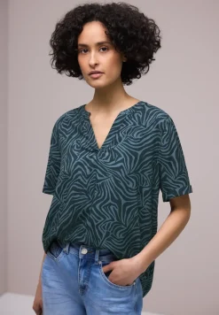 Kurzarm Bluse mit Turn-Up