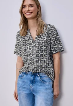 Kurzarm Bluse mit Turn-Up