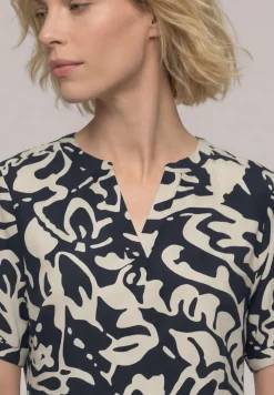 Kurzarm Bluse mit Turn-Up und Print
